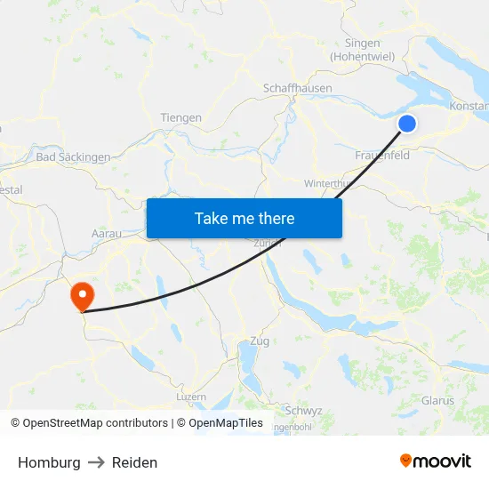 Homburg to Reiden map