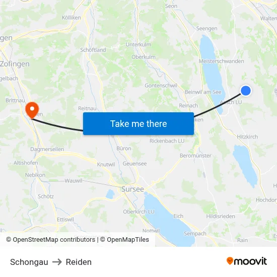 Schongau to Reiden map
