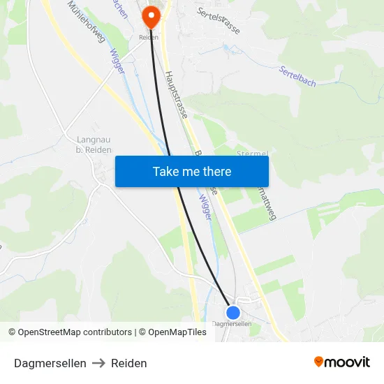 Dagmersellen to Reiden map