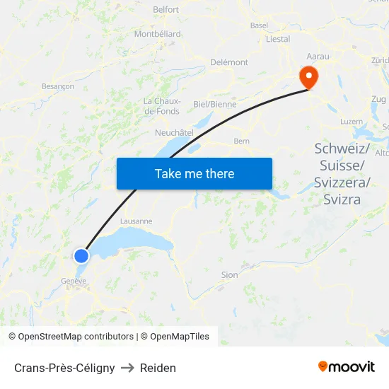 Crans-Près-Céligny to Reiden map