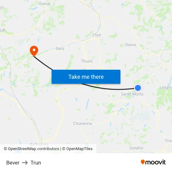 Bever to Trun map