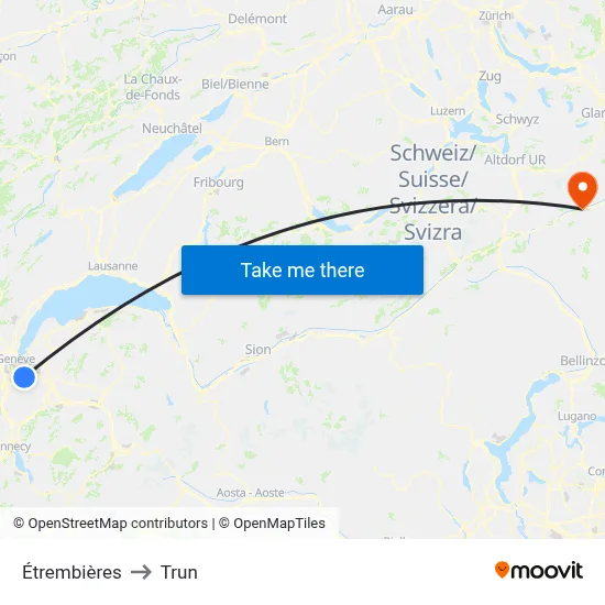 Étrembières to Trun map