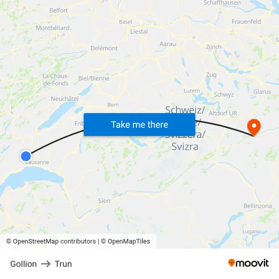 Gollion to Trun map