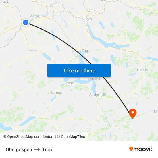 Obergösgen to Trun map