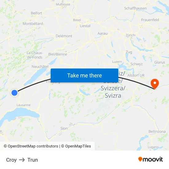 Croy to Trun map