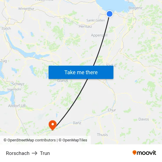 Rorschach to Trun map