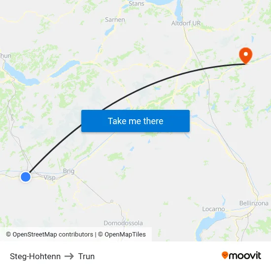 Steg-Hohtenn to Trun map
