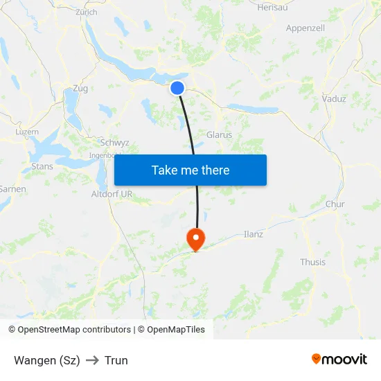Wangen (Sz) to Trun map