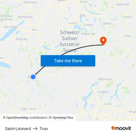 Saint-Léonard to Trun map