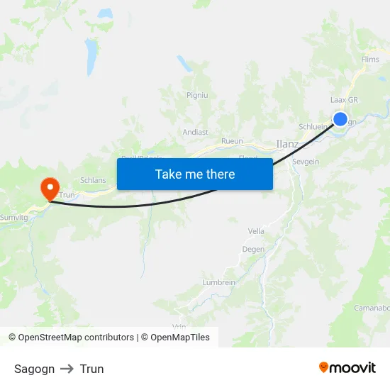 Sagogn to Trun map