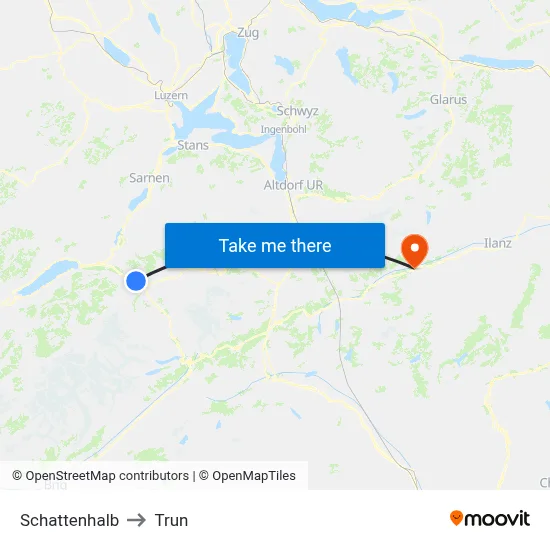 Schattenhalb to Trun map
