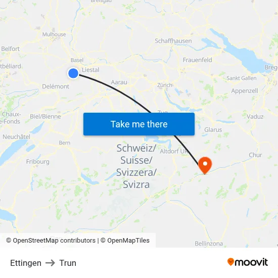Ettingen to Trun map