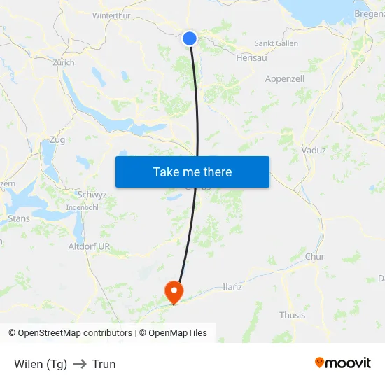 Wilen (Tg) to Trun map