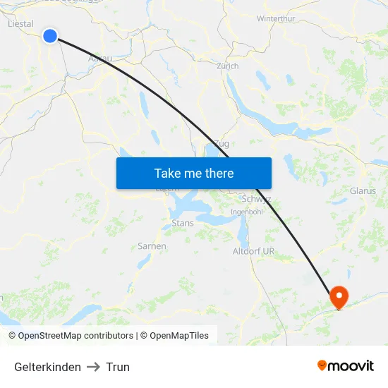 Gelterkinden to Trun map