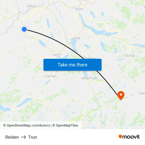 Reiden to Trun map