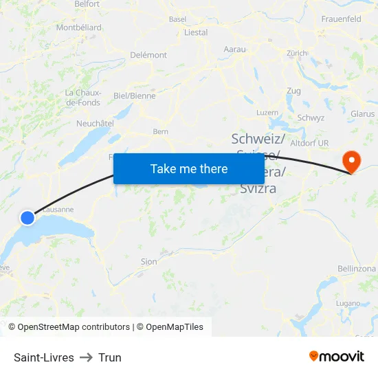 Saint-Livres to Trun map