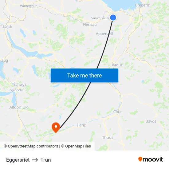 Eggersriet to Trun map