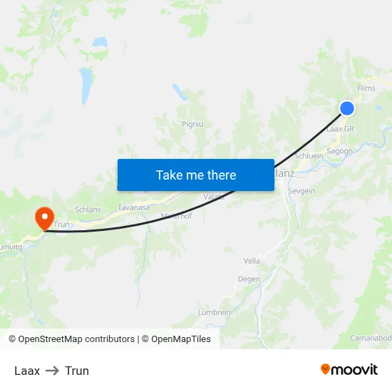Laax to Trun map