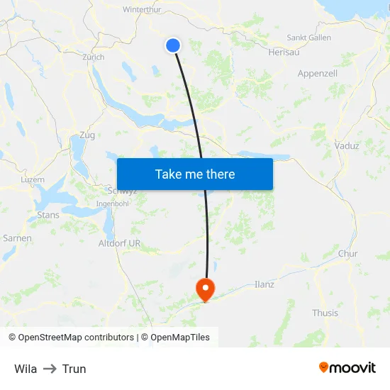 Wila to Trun map
