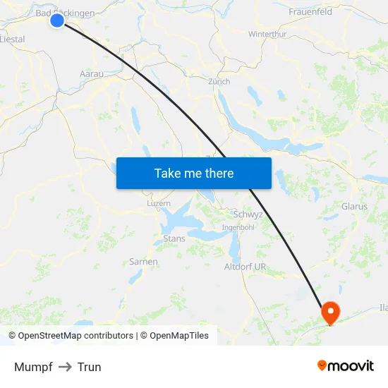 Mumpf to Trun map