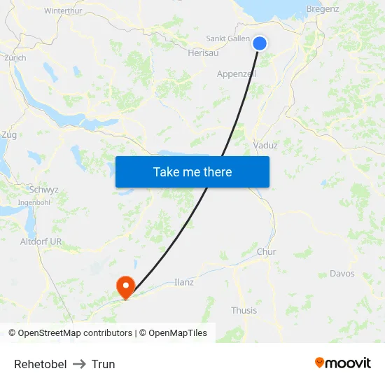 Rehetobel to Trun map