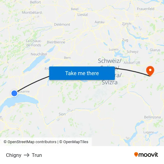 Chigny to Trun map