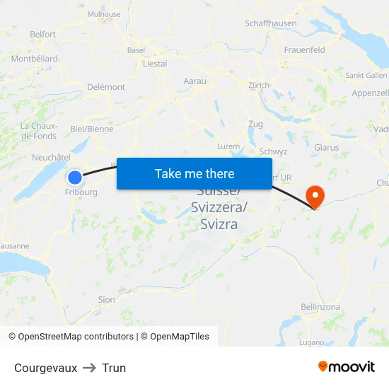 Courgevaux to Trun map