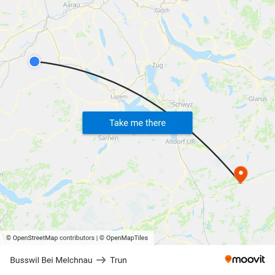 Busswil Bei Melchnau to Trun map