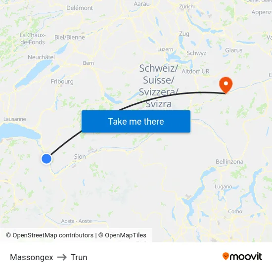Massongex to Trun map