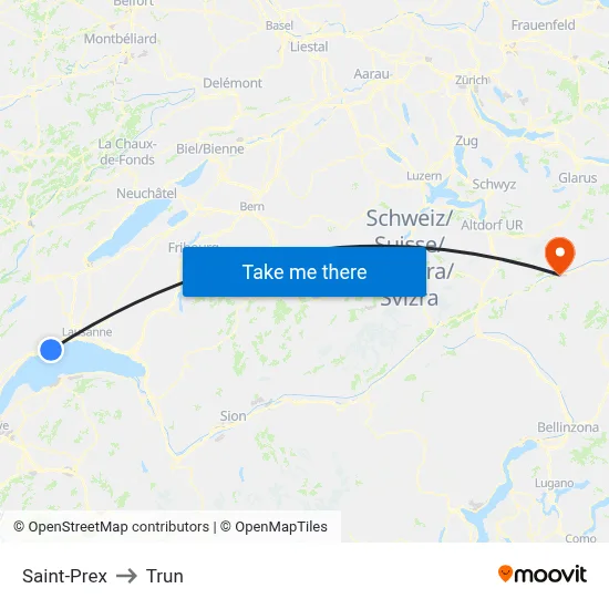 Saint-Prex to Trun map