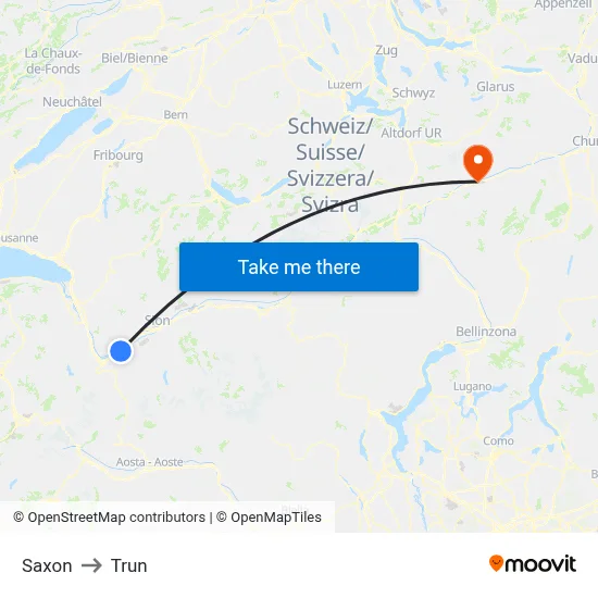 Saxon to Trun map