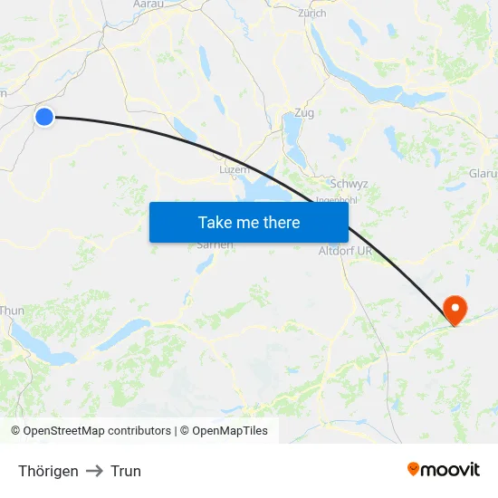 Thörigen to Trun map