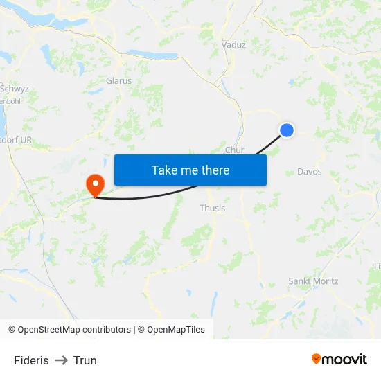 Fideris to Trun map
