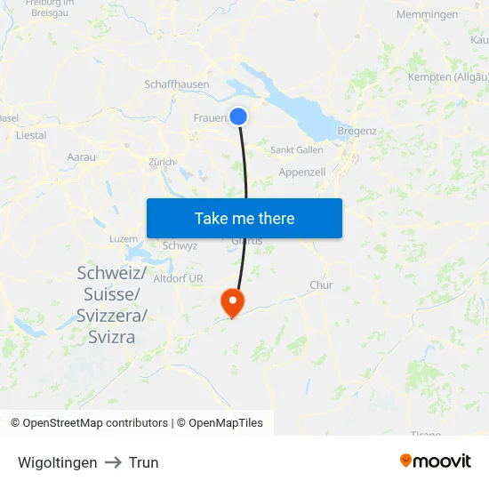 Wigoltingen to Trun map