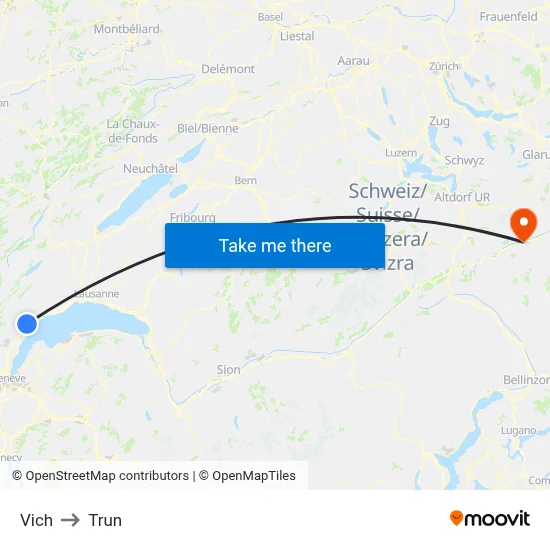 Vich to Trun map