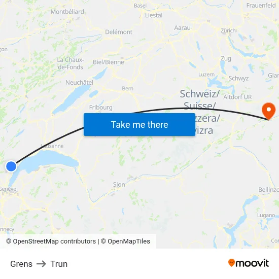 Grens to Trun map