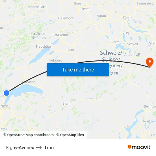 Signy-Avenex to Trun map