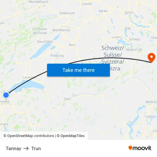 Tannay to Trun map