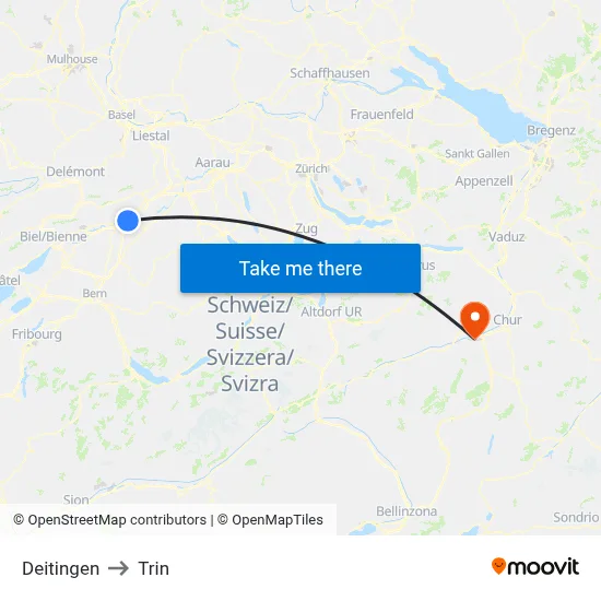Deitingen to Trin map