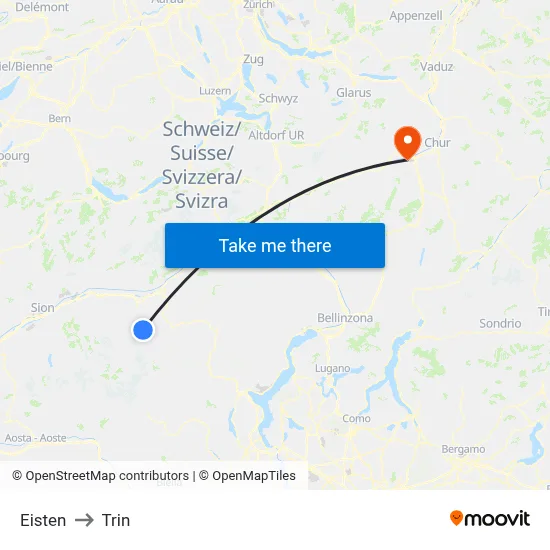Eisten to Trin map