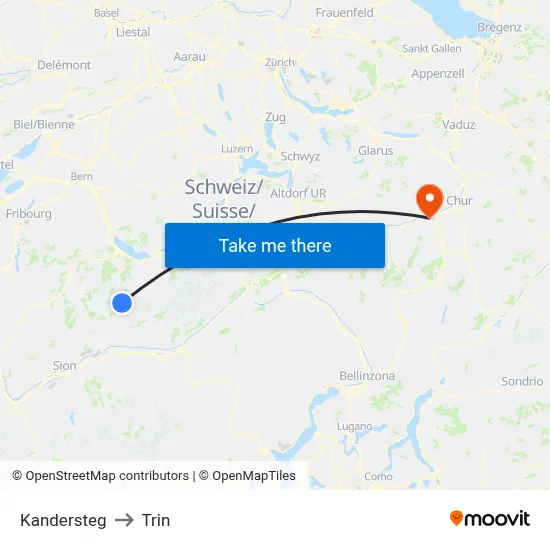Kandersteg to Trin map