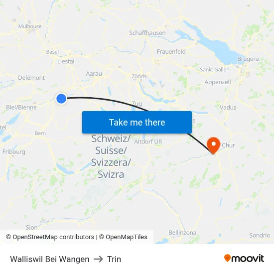 Walliswil Bei Wangen to Trin map