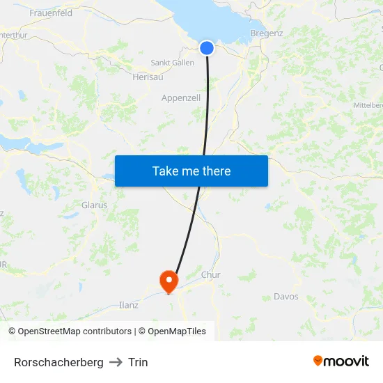 Rorschacherberg to Trin map