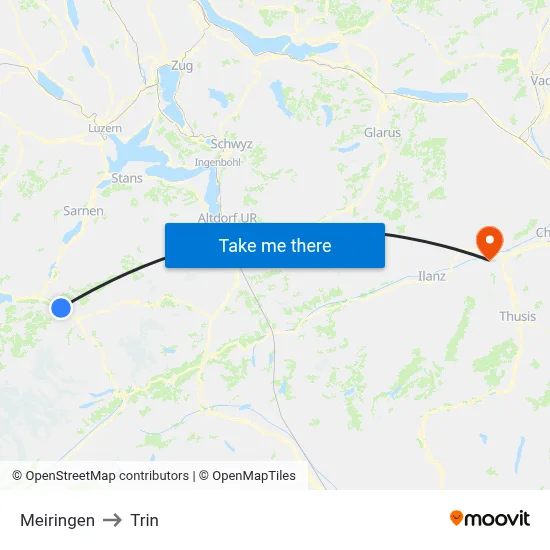 Meiringen to Trin map