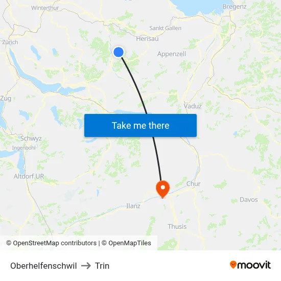 Oberhelfenschwil to Trin map