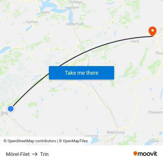 Mörel-Filet to Trin map