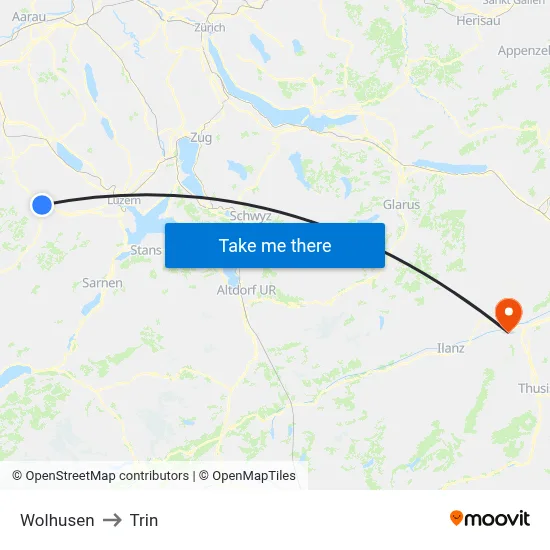 Wolhusen to Trin map