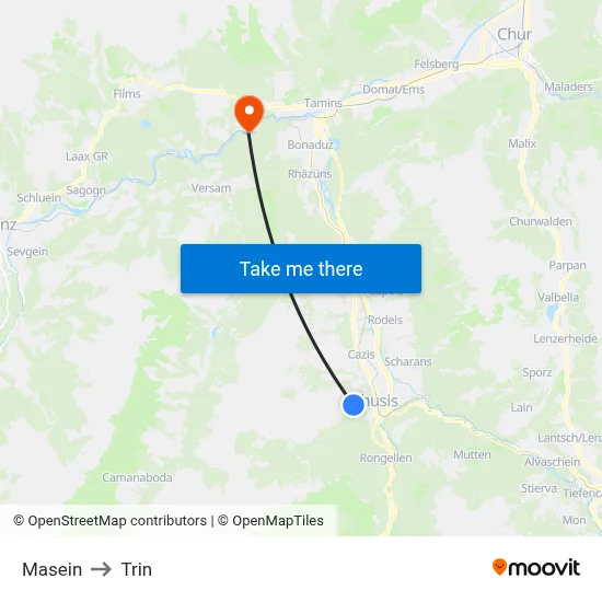 Masein to Trin map