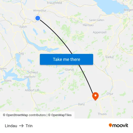 Lindau to Trin map