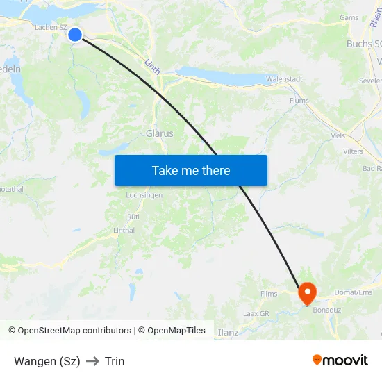 Wangen (Sz) to Trin map